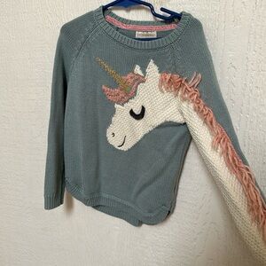 Girls sweater pony size small 5/6 . Light green